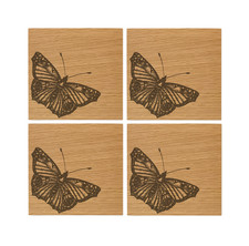 Butterfly Solid Oak Coasters -