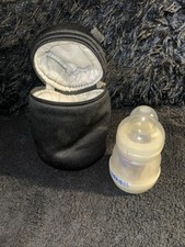 Tommee Tippee Baby Bottle Travel Warmer Black Insulated Bag Carry Handle Zip