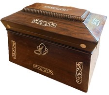 Rosewood & Mother Of Pearl Inlaid Tea Caddy 1820-1850 (Regency-early Victorian)