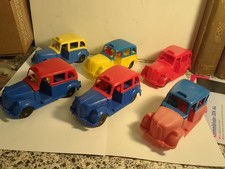 6 PLASTIC TOY TAXI'S 1960s ALL