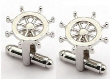 SHIP STEERING WHEEL STERN SAILING BOAT SHIRT CUFFLINKS SAILS SAILOR GALLEON UK