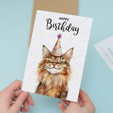 Maine Coon Birthday Card For