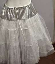 Underskirt Petticoat Aline Knee  Gown Slip Hoopless White M Handmade 60s Vintage