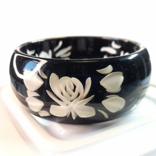 Vintage Black Reverse Carved