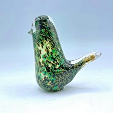 Glass Green Budgie Bird 3 1/2" Ornament Paperweight Lovely Cute Glassware 