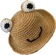 CHILDWEET 1pc Frog Hat Straw Hat Girls Hats Baby Girl Hats Sun Bonnet Handmade