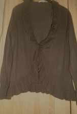 DEBENHAMS ANGORA/MIX CHOCOLATE BROWN CARDIGAN,COLLAR,SINGLE FASTENING,10
