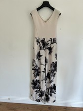 Ted Baker Jumpsuit Womens TB 2 UK 10 Ivory Knit Bodice Black Floral Wide Leg NEW