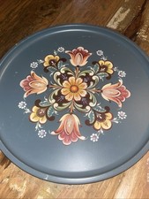 Norwegian Vtg Metal Tray Folk
