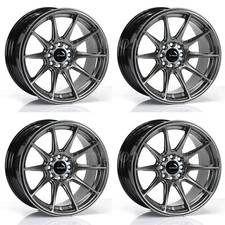 ULTRALITE UL11 16" x 8J ET25 4x100 4x108 CONCAVE CHROME BLACK ALLOY WHEELS Y3520