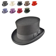 Classic Victorian 100% Wool Top Hat for Men & Women – Steampunk Formal Dress Hat