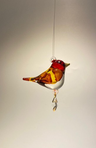 Handmade glass bird hanging - handmade,