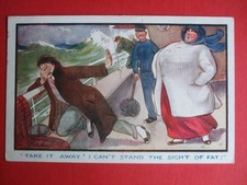 Unsigned FRED SPURGIN Comic SEASICK LARGE OBESE LADY CAN'T STAND SIGHT OF FAT