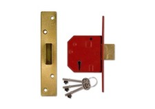 🔒 Union 2134E BS 5 Lever Mortice Deadlock – 67mm Polished Brass