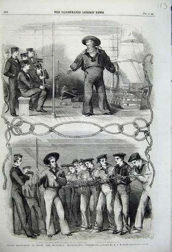 Old antique print 1859 naval - antique,