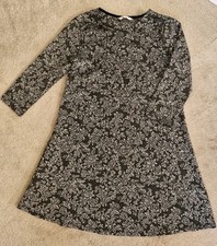 NEW Tu Sainsburys Women Black Silver Shift Skater Christmas Floral Dress Size 8