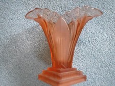 1930's Art Deco Pink Glass 'Greta' Vase Walther & Söhne 16.5cm