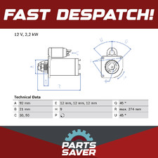 Starter Motor fits LAND ROVER 90 Mk1 2.3 84 to 86 10H Bosch ERR5009 NAD100390