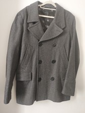 Paul Smith Grey Wool Blend Naval Pea Coat Size 42 Large Made in Portugal 