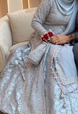 Golu Designer Silver Semi Bridal Gown For Engagement Walima