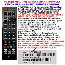 TEVION TV REMOTE CONTROL A
