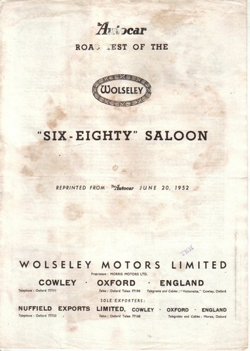 Wolseley saloon period - wolseley, 6-80