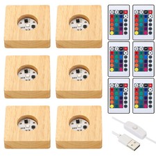 Wooden Light Stand Base LED Lights Display Base for Tower 3D Laser (6 Pieces)