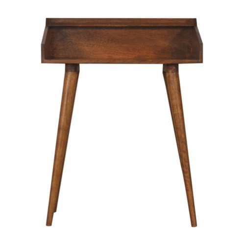 Open chestnut scandi desk - open,