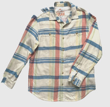 Tommy Bahama Flannel Shirt Men Check Size M Sleeve Long Plaid Relax Cotton