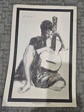 Gerald Fairclough signed "Folk Singer in Meditation" created for Goya Guitar Co.