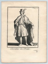 1719 Antique Engraving Print, Knight of the Order of the Bath, Chevalier du Bain