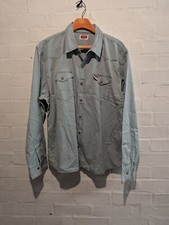 Wrangler Shirt Men's 2xl xxl Long Sleeve Pearl Snap Western Work Wear blue