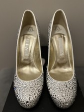 Gina Swarovski Crystal Wedding Shoes, Size 6, Silver Tones,, Ivory Bridal Shoes