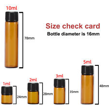 1/2/3/5/10/15/20ml Amber Glass Orifice Reducer Bottles Essential Oils Drop Dram