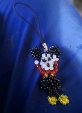 Vintage Mickey Mouse Beaded SMALL PHONE OR KEY CHAIN CHARM 