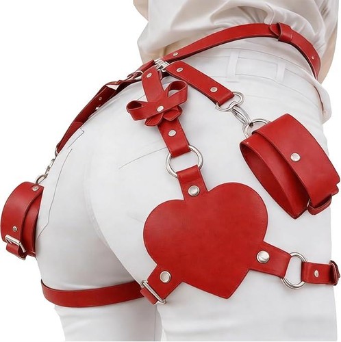 Red faux leather thigh - red,