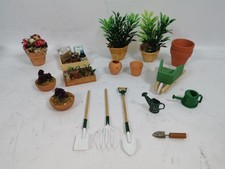Dolls House Miniature Garden Accesories Set Bundle Plants, Barrow, Rake, Spade