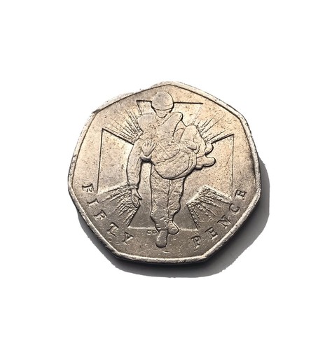 50p soldier carrying wounded - carrying,