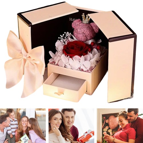 Preserved red rose gift box - red,