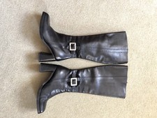 Shelly's  Black  Block Heel Knee High Boots UK 4 Used .