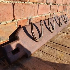 Artisan Horseshoe Coat Hanger Made Reclaimed Hardwood