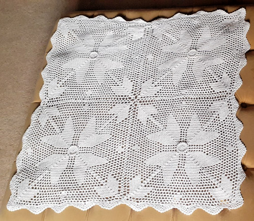 Hand crochet square tablecloth - hand,