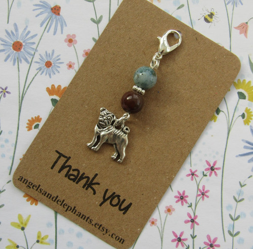 Pug dog clip charm zipper - on,