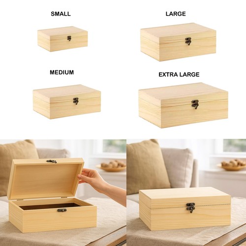 Natural wooden craft box with - craft,