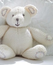 KNITTING PATTERN wonderful toddlers white teddy bear cuddly toy aran yarn