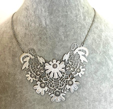 Metal lace effect bib - , necklace