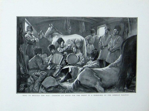 Old antique print cossacks - old,