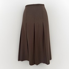 WOMEN EASTEX SKIRT FLARED PLEATED BROWN CLASSIC VINTAGE SZ UK 14 W 32“ L 27.5“