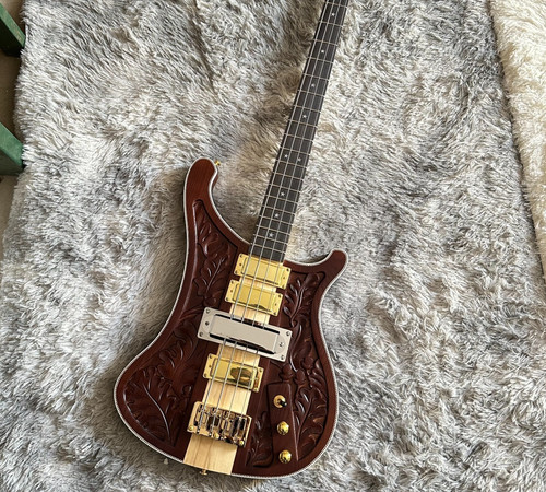 Carved wood electric bass - carved,