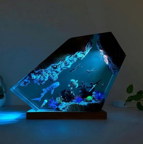 Handmade ocean resin lamp - ✅handmade,